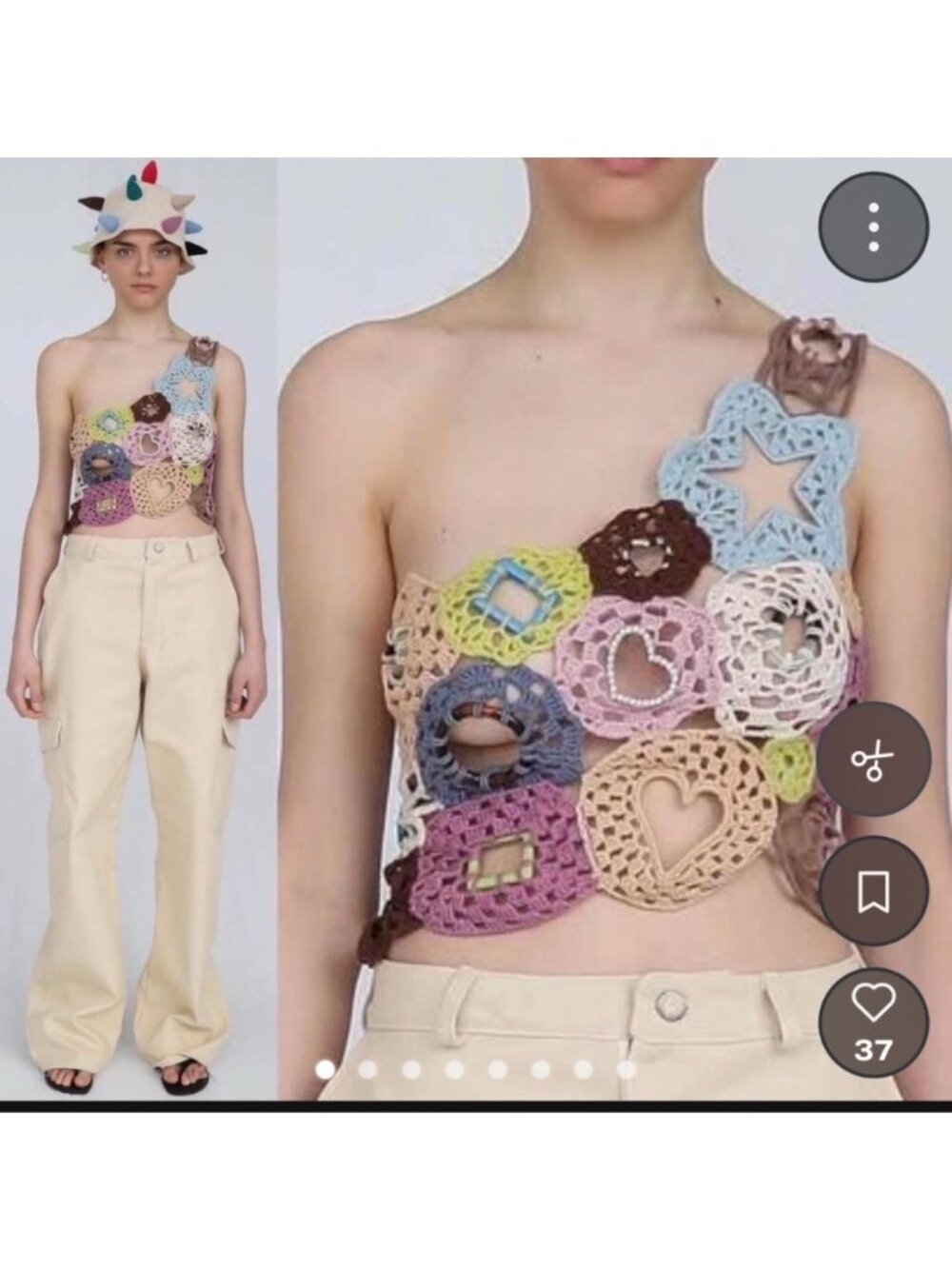 Crochet Patchwork Lirika Matoshi Top With Colorful Patterns & Cutouts - Picture 2 of 13